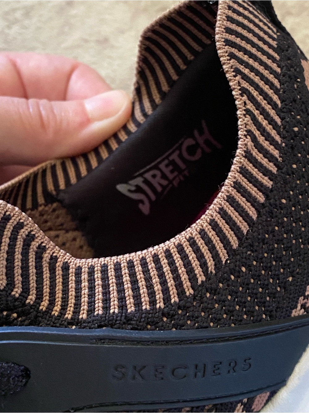 Skechers Stretch Fit Memory Foam Black and Tan Leopard Athletic Sneakers 8.5 - Picture 9 of 9
